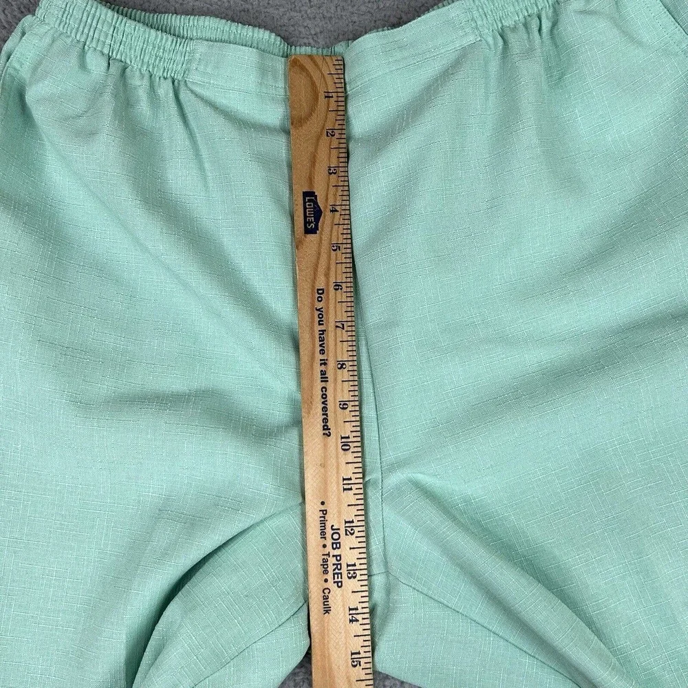Alfred Dunner Pull On Pants Size 18 Green Comfort Elastic Waist‎ Slacks Pockets